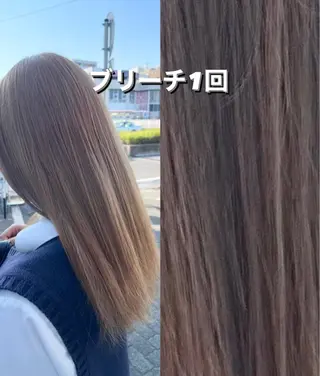 セミロング カラー 🇰🇷ブリーチ縮毛 髪質改善七星🇰🇷のヘアスタイル