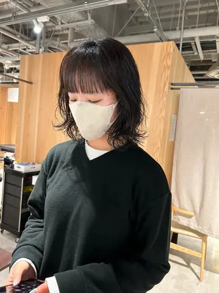 ミディアム カラー スキバサミを使わない カット🌼唯🌼のヘアスタイル