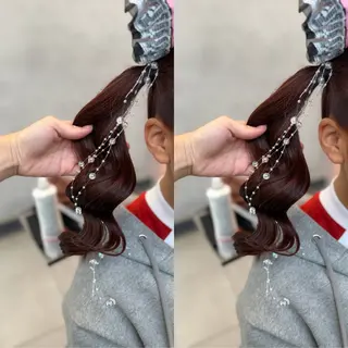 セミロング ヘアアレンジ 梅田茶屋町ヘアセット 🎀RIONA🎀のヘアスタイル