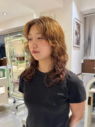 ミディアム パーマ デジタルパーマ 🌀ボブ　萩原　龍のヘアスタイル