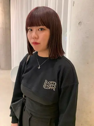 ミディアム カラー オカモト ハルカのヘアスタイル