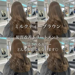 ロング カラー ラベンダー💜 グレージュ🩶のヘアスタイル
