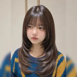 ミディアム 顔周りレイヤー/似合 わせカラー/長瀬叶翔のヘアスタイル
