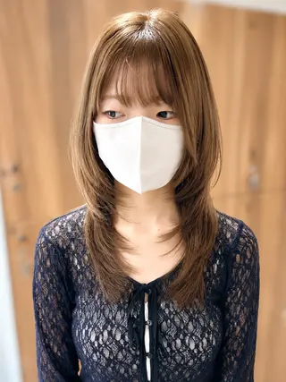 ミディアム カラー 艶髪/ショート/ レイヤー/なつきのヘアスタイル