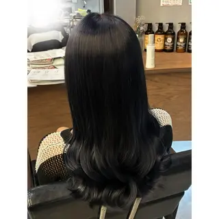 ロング カラー サヤ/寒色カラー/ 美髪矯正のヘアスタイル
