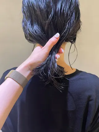 ミディアム カラー パーマ ヘアアレンジ nishi fuyumiのヘアスタイル