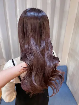 セミロング カラー ヘアアレンジ なつき/艶ピンク/ girly hairのヘアスタイル