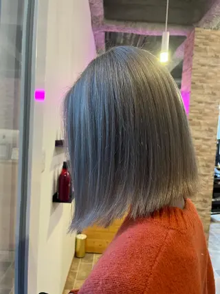 ミディアム カラー ヘアカラー&縮毛矯正 STAR☆RIVERのヘアスタイル