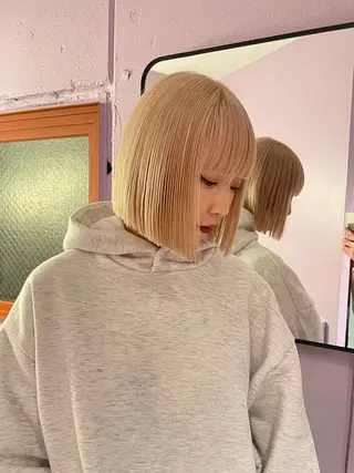 ショート カラー ヘアアレンジ 🎀透明感カラー 韓国ヘア🎀mahoのヘアスタイル