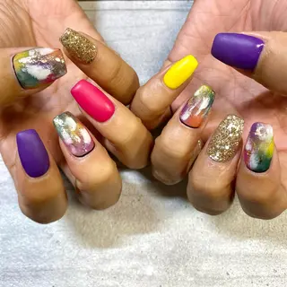 ショート カラー パーマ ヘアアレンジ メンズ キッズ ネイル マツエク・マツパ アイブロウ 今福鶴見ネイル 8(エイト)のネイルデザイン