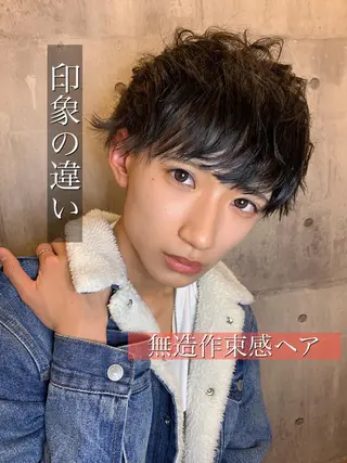 ショート カラー パーマ メンズ メンズ縮毛矯正 細谷碧海のヘアスタイル