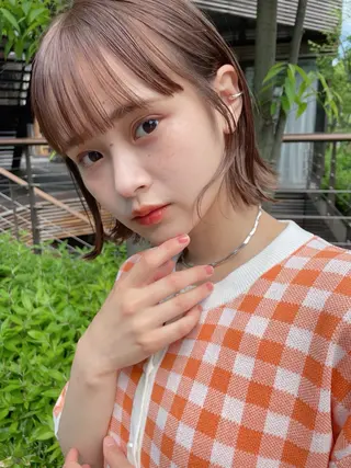 ミディアム しおじま あずみ🌷 ボブ•透明感カラーのヘアスタイル