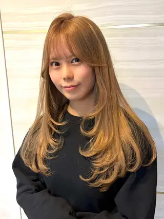 ロング カラー 💗鈴木茉奈💗艶髪 /透明感/暖色カラーのヘアスタイル