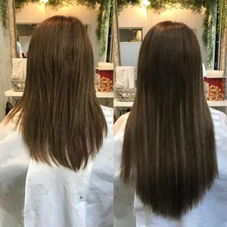 カラー ロング ヘアアレンジ 大阪レミーエクステ チビ編み込みのヘアスタイル