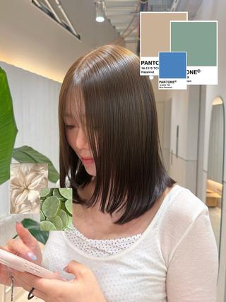 ミディアム カラー ショコラ🤎チョコ 🍫マロン🌰暗髪のヘアスタイル
