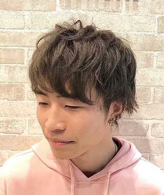 ショート カラー メンズ 【ブリーチ無しW】 【暗髪&暖色系】圭真のヘアスタイル