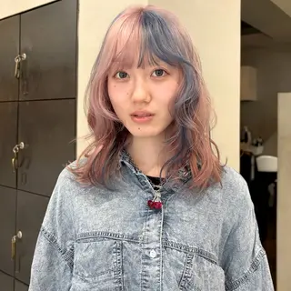 ミディアム カラー ヘアアレンジ なな/ICI/レイヤ ーパーマ/ボブのヘアスタイル