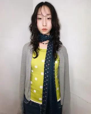 セミロング パーマ スパイラルパーマ/デ ザインカット/アミのヘアスタイル