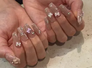 ネイル 韓国/ワンホン/長さ 出しつけ放題🎀のネイルデザイン