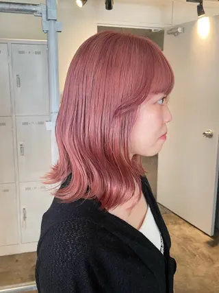 ミディアム カラー 暖色カラー🍒 ケアブリーチ/akiのヘアスタイル