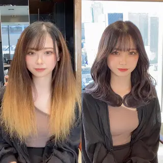ミディアム カラー 顔まわりの神様✨ 透明感カラー藤嶋秀幸のヘアスタイル