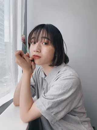 ミディアム カラー ヘアアレンジ ボブパーマコテ巻き風 パーマNo1深江秀平のヘアスタイル