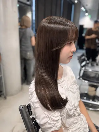 ロング カラー パーマ ヘアアレンジ 艶髪縮毛矯正/透明感 カラー/YUKAのヘアスタイル