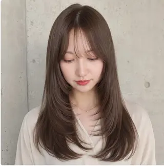 セミロング カラー 盛れる顔まわりカット 髪質改善/渋谷/れんのヘアスタイル