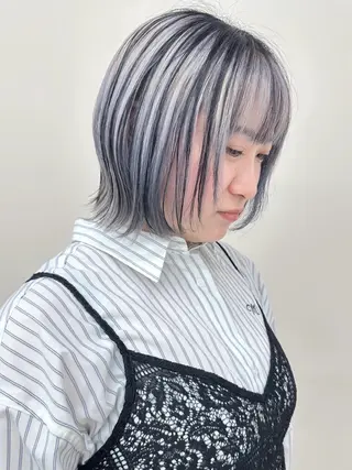 ミディアム カラー ボブ/ゆるふわ ボブパーマ/とういのヘアスタイル