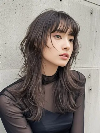 セミロング ウルフカット 811 大阪梅田 ウルフのヘアスタイル
