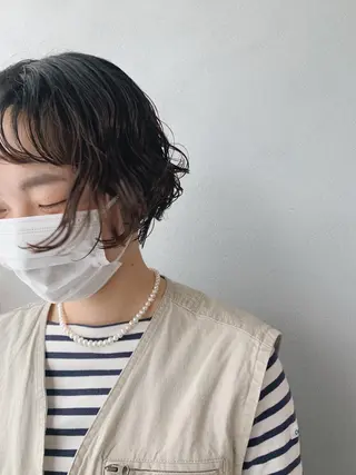 ショート パーマ ボブパーマコテ巻き風 パーマNo1深江秀平のヘアスタイル