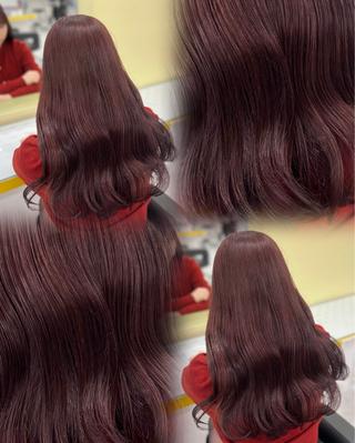 ロング カラー 🧸レイヤー× ベージュ🥯カホ🍯のヘアスタイル