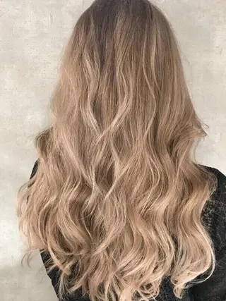ロング カラー パーマ ヘアアレンジ チビ編み込みエクステ シールEXどぅ〜すのヘアスタイル