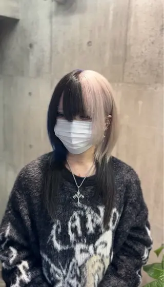 ミディアム カラー ハイトーン/メンズ/ ウルフ特化 小松のヘアスタイル