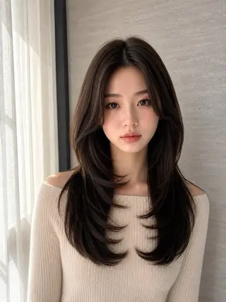 セミロング 本場韓国ヘア特化 아이비/Aibiのヘアスタイル