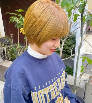 ショート カラー ヘアアレンジ 福岡似合わせレイヤー /ウルフ/ハイトーンのヘアスタイル