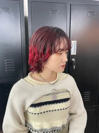 ミディアム カラー パーマ ヘアアレンジ メンズ キッズ ネイル マツエク・マツパ アイブロウ エビスザキレン/メン ズ/心斎橋🌳のヘアスタイル