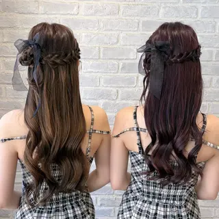 ロング ヘアアレンジ AOI🎀 顔周り カット/透明感カラーのマツエク・マツパデザイン