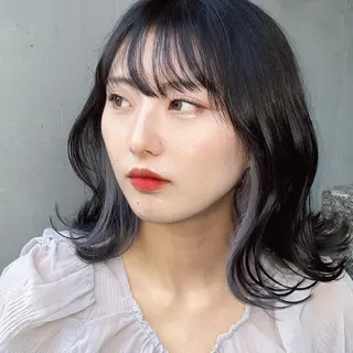 ミディアム カラー 💜推しインナー カラー/菊池柊真💜のヘアスタイル
