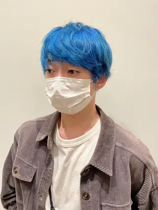 カラー メンズ ショート/ウルフ ハイトーン/カイセイのヘアスタイル