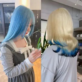 セミロング カラー ブリーチカラー特化 ✨️永井諒のヘアスタイル
