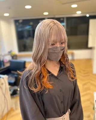 ロング カラー ブリーチ特化 梅田本多翔のヘアスタイル