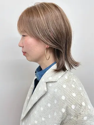ミディアム カラー ボブ/ゆるふわ ボブパーマ/とういのヘアスタイル