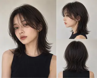 ミディアム 佐々木 恵のヘアスタイル