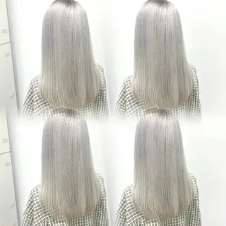 セミロング カラー 🐬艶ハイトーン/ レイヤー/透明感🩵のヘアスタイル