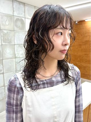 セミロング パーマ tuco 森田浩平のヘアスタイル