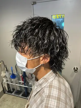 ミディアム パーマ メンズ 横浜駅メンズパーマ師 🌀岩﨑弘成🌀のヘアスタイル