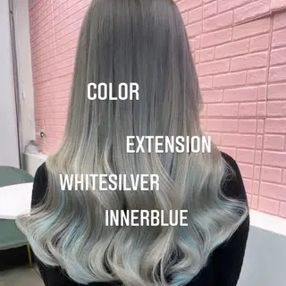 ロング カラー エクステ🩵ブリーチ 韓国ヘア🩵KAEのヘアスタイル