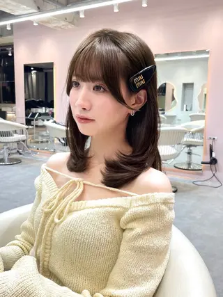 ミディアム カラー 縮毛矯正ブリーチなし 🍒❤ゆうきのヘアスタイル
