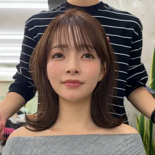 ミディアム カラー 顔周り✂️透明感 レイヤー/みっきーのヘアスタイル